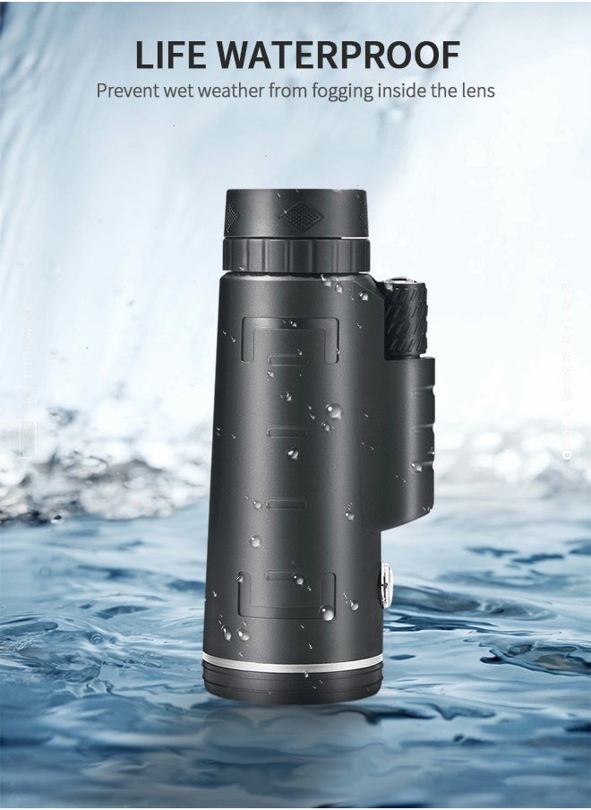 GROIC Monocular, 40×60 HD Telescope, Monocular with Smartphone Holder and Tripod, Night Vision Telescope with Compass and Telescopic Tripod, Travel Accessories, Camping Gear  - Image 5