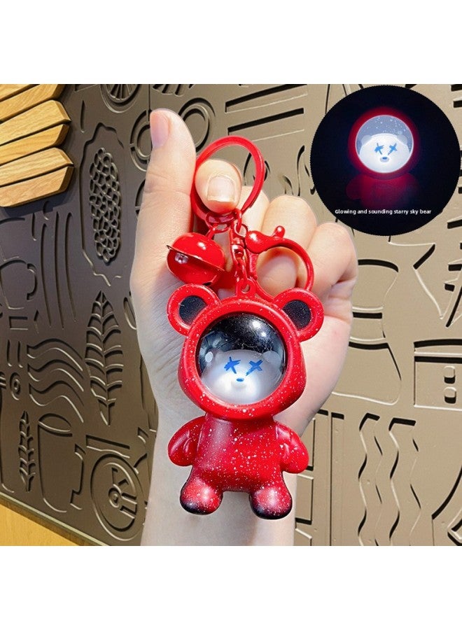 Luminous Backpack Keychain Trendy Lighted Luminous Starry Sky Astronaut Glossy Doll Car Keychain Small Gift 