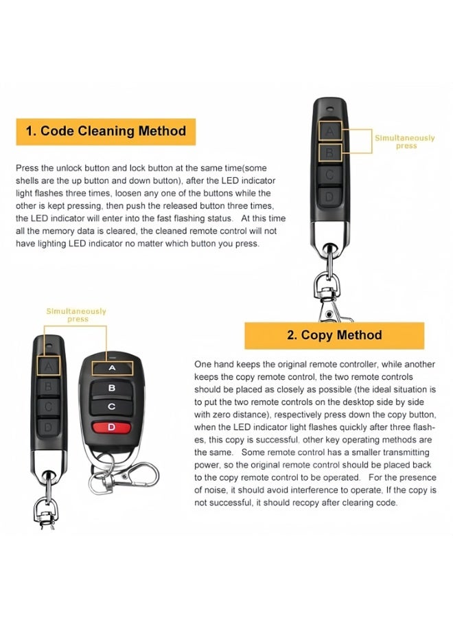3-Pack Garage Door Remote Control with Keychain, 433MHz Gate Remote Duplicator, Automatic Copy – Compatible with Most Rolling Code Openers - Image 3