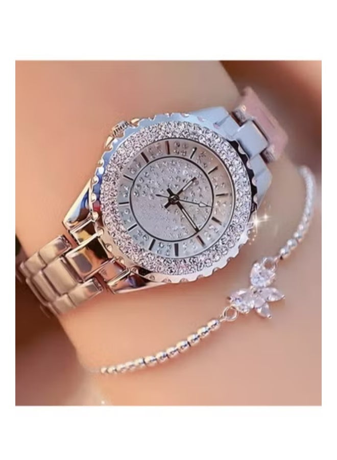 Women's Stainless Steel Analog Wrist Watch with Bracelet - Image 1