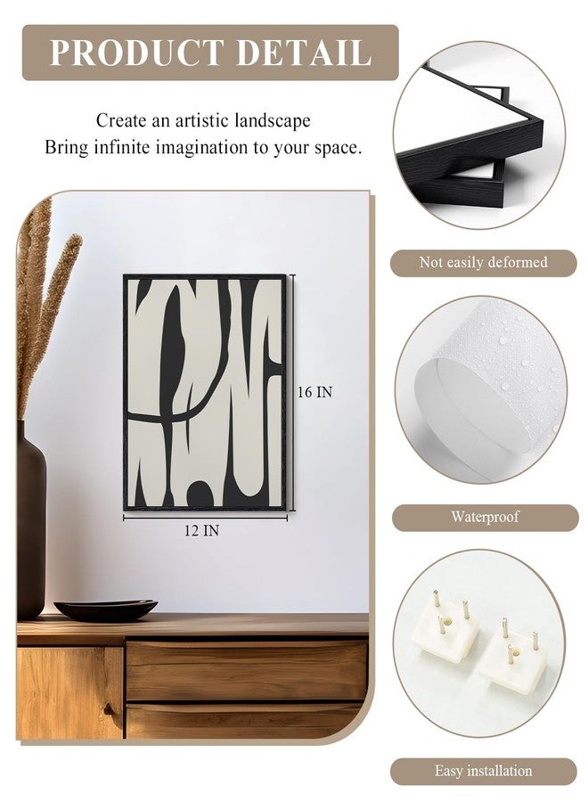ARPEOTCY Black Framed Canvas Wall Art, Line Art Minimalist Paintings Artworks, Black and White Abstract Pictures Decor, Prints Hanging Wall Decor for Bathroom Bedroom Office 12x16inch - Image 4