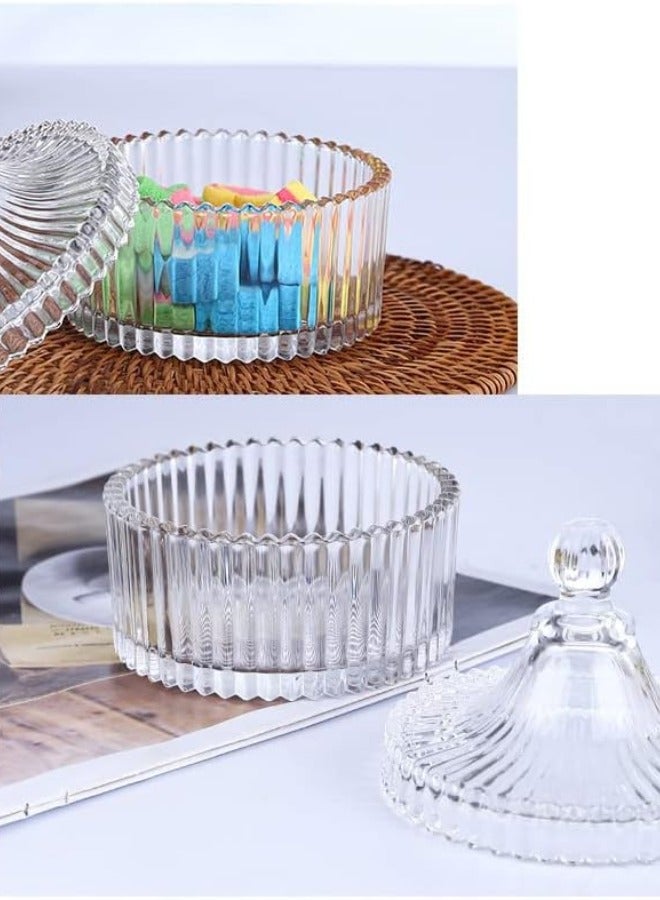 1 glass candy storage jar with lid, storage jar with lid, desktop decoration, gift items, household storage for bedrooms, desktops, homes, and dormitories small  - Image 5