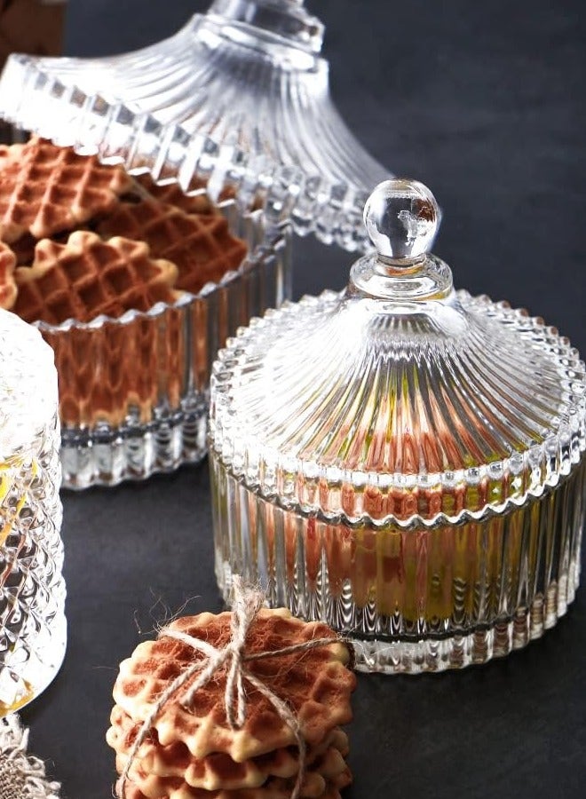 1 glass candy storage jar with lid, storage jar with lid, desktop decoration, gift items, household storage for bedrooms, desktops, homes, and dormitories small  - Image 3