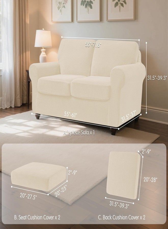 Subrtex 5 Pieces Stretch Sofa Slipcover Sets Couch Cover Sets Backrest Cushion Covers Furniture Protector Collection Set for Oversize Sofa Loveseat Chair Slip Covers(Medium, Ivory) - Image 3