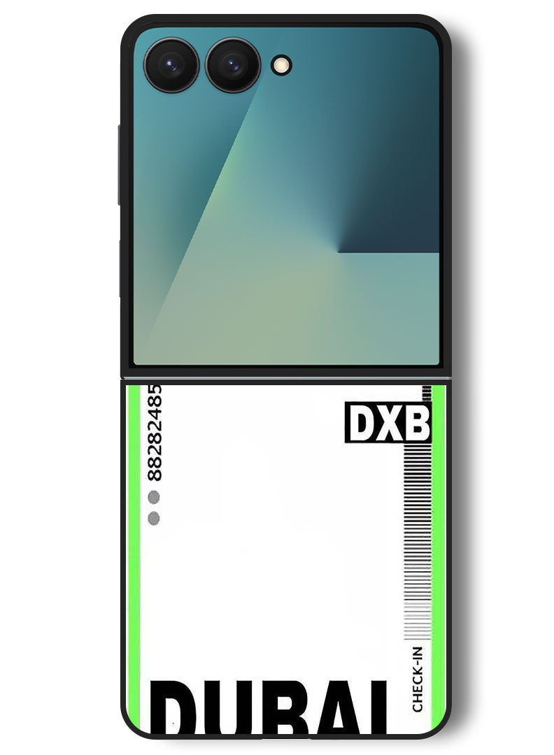 Theodor Case Compatible with Samsung Galaxy Z Flip 7 - 6.9 Inch Protection Shockproof Bumper Cover DXB Boarding pass - Image 1