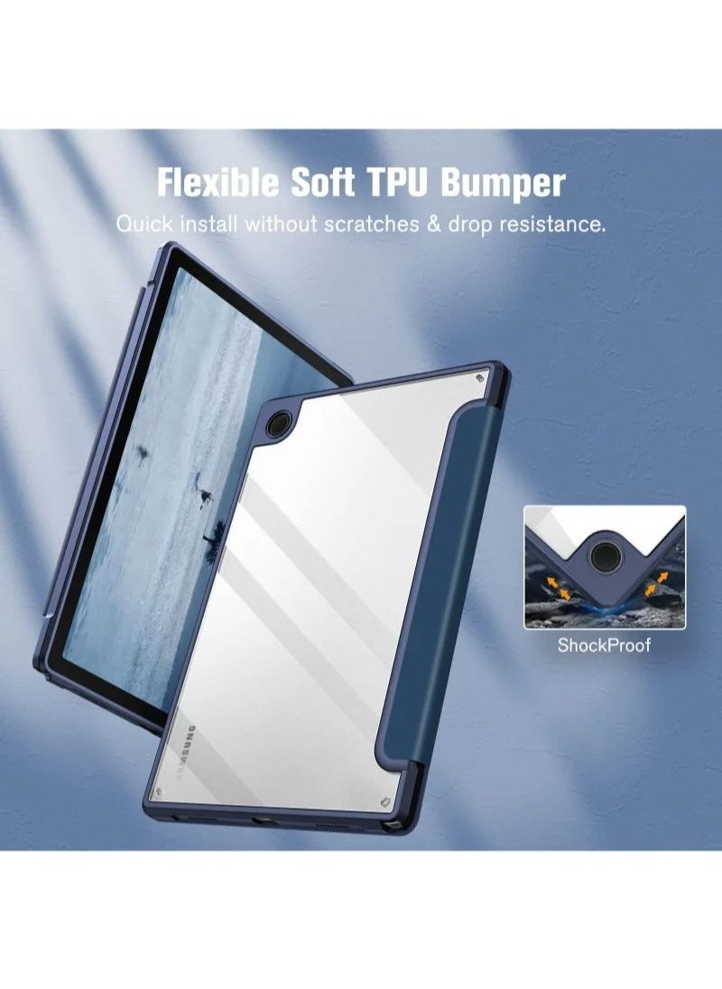 Protective Cover Suitable for Samsung Galaxy Tab A8 10.5 Inch 2022 Model (Sm-X200 X205 X207) Clear Transparent Back Shockproof Shell with Automatic Wake up Sleep Function