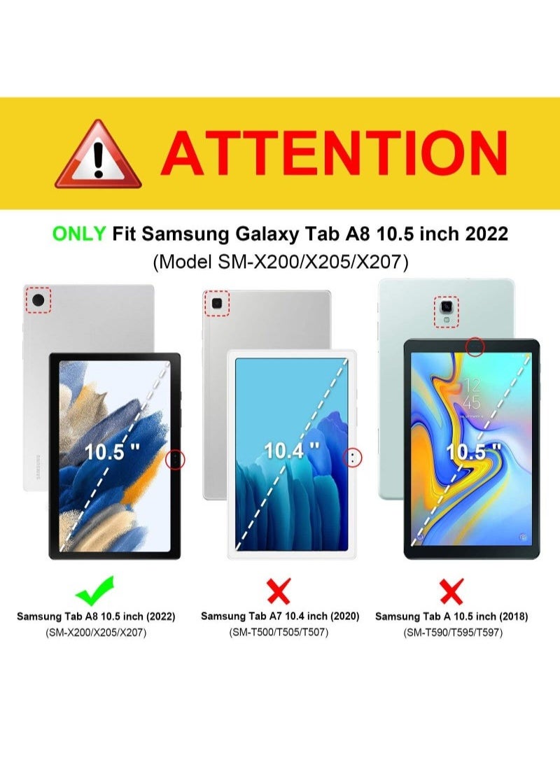 Protective Cover Suitable for Samsung Galaxy Tab A8 10.5 Inch 2022 Model (Sm-X200 X205 X207) Clear Transparent Back Shockproof Shell with Automatic Wake up Sleep Function