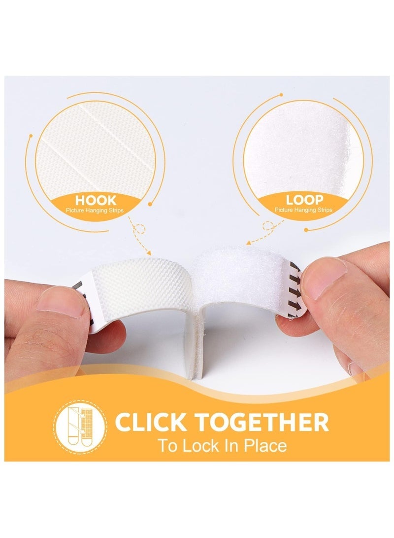 شرائط تعليق الصور شديدة التحمل، شماعات صور لاصقة للجدران، تعليق الصور بدون مسامير، شرائط ملصقات لاصقة قابلة لإعادة التعبئة خالية من التلف لشرائط تثبيت الإطار من الميكاكوز، 24 زوجًا (48 شريطًا)، ابيض - Image 3