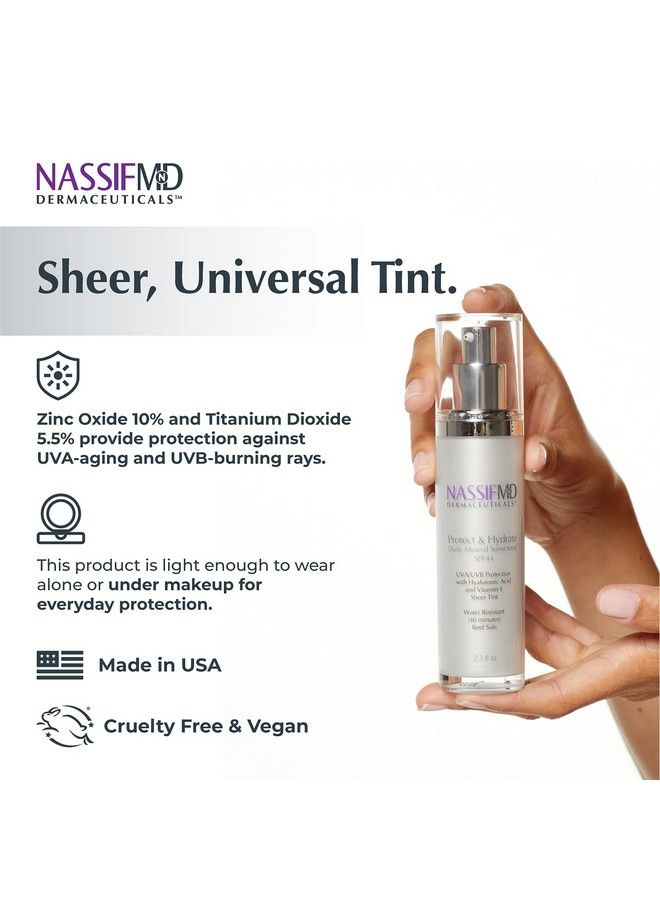 nassif md Nassifmd Protect & Hydrate Mineral Sunscreen Spf44 Tinted Sunscreen For Face Titanium Oxide And Zinc Oxide Sunscreen Sun Block Uva/Uvb Protection Face Sunscreen Moisturize With Hyaluronic Acid 2.1Oz - Image 5