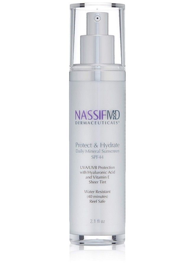 nassif md Nassifmd Protect & Hydrate Mineral Sunscreen Spf44 Tinted Sunscreen For Face Titanium Oxide And Zinc Oxide Sunscreen Sun Block Uva/Uvb Protection Face Sunscreen Moisturize With Hyaluronic Acid 2.1Oz - Image 1