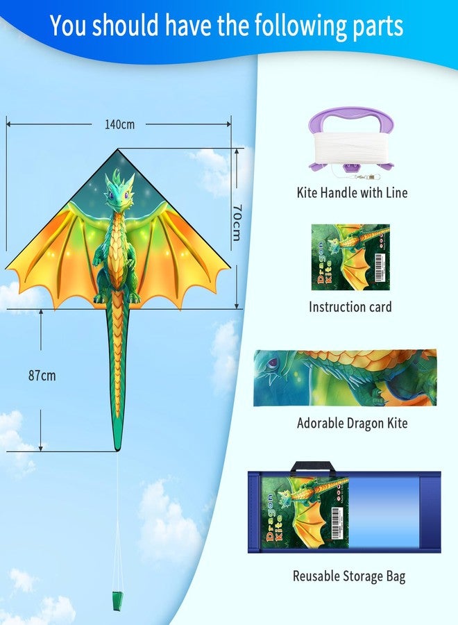 Xida Kite Xida Dragon Kite Easy to Fly Kites for Kids and Adults, Beginner Kite for Boys and Girls, Kite Handle and String Included, Easy Assembly Beach Kite for All Ages - Image 3