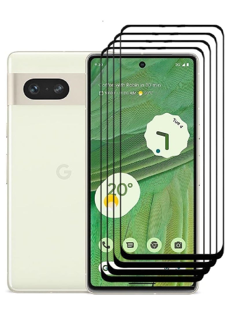 AINA 4 Pieces Tempered Glass Screen Protector 5D Designed For Google Pixel 7 Full Glue Edge to Edge Full Screen Coverage And Bubble Free - Image 1