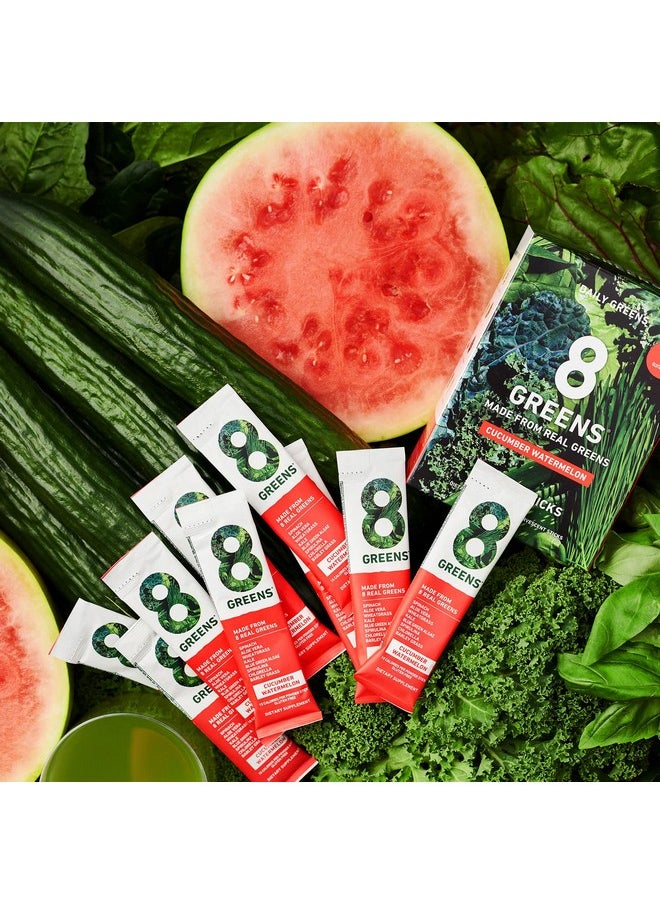 8Greens - Daily Greens Powder Sticks Vegan Super Greens Powder & Multi Vitamins Supplements (Pack Of 15 Sticks) (Watermelon Cucumber) - Image 1
