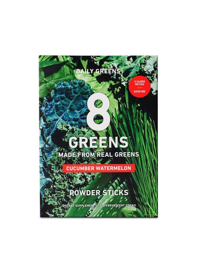 8Greens - Daily Greens Powder Sticks Vegan Super Greens Powder & Multi Vitamins Supplements (Pack Of 15 Sticks) (Watermelon Cucumber) - Image 1