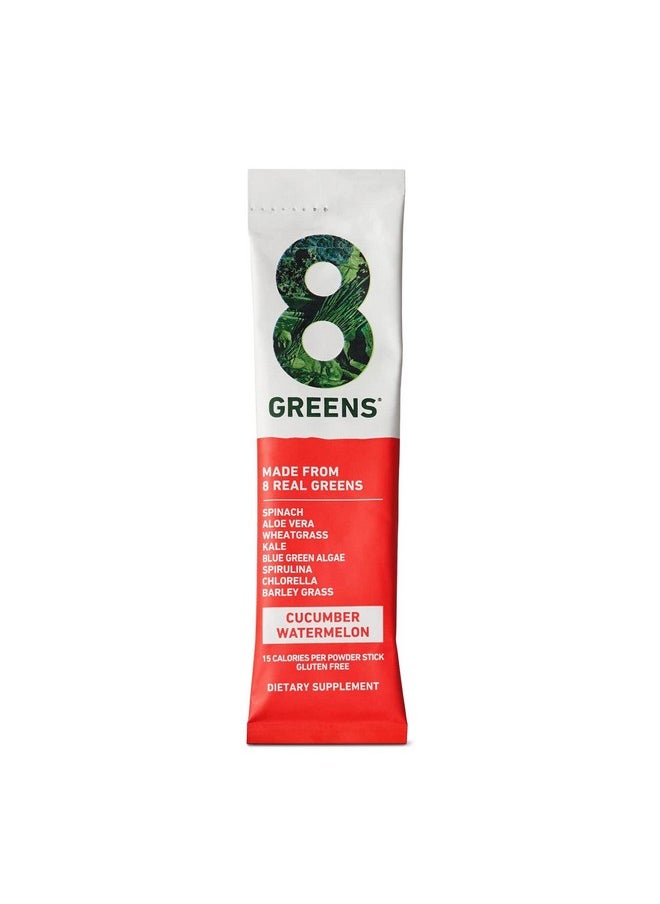8Greens - Daily Greens Powder Sticks Vegan Super Greens Powder & Multi Vitamins Supplements (Pack Of 15 Sticks) (Watermelon Cucumber) - Image 1
