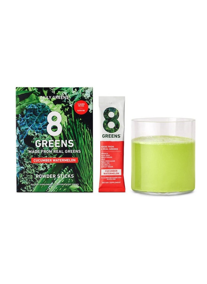 8Greens - Daily Greens Powder Sticks Vegan Super Greens Powder & Multi Vitamins Supplements (Pack Of 15 Sticks) (Watermelon Cucumber) - Image 1