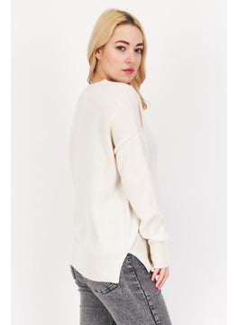 NA-KD Women V Neck Knitted Sweaters, White  - Image 2