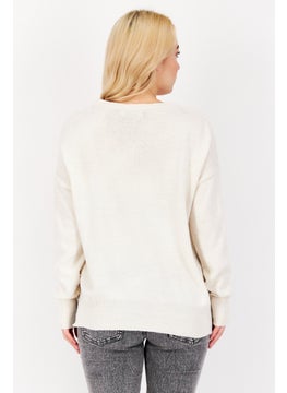 NA-KD Women V Neck Knitted Sweaters, White  - Image 3