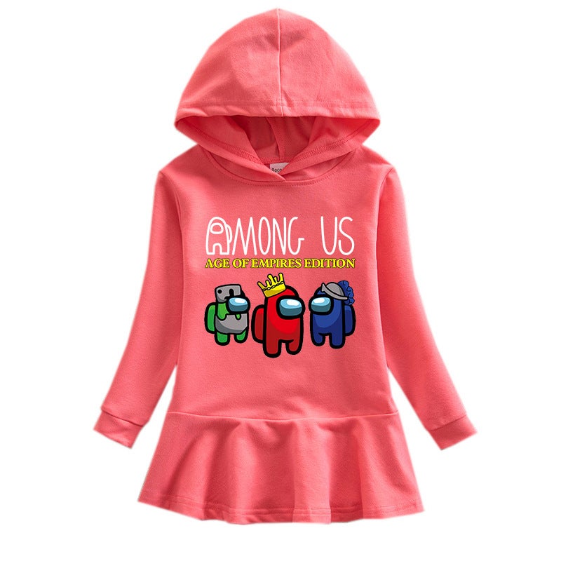 2023 New Children'S Hooded Sweatshirt Dress Cartoon Girl Baby Casual Western Style Dress - Image 2