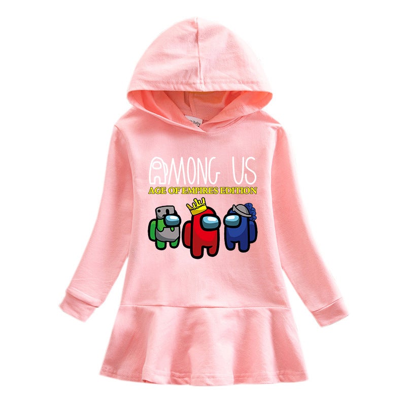 2023 New Children'S Hooded Sweatshirt Dress Cartoon Girl Baby Casual Western Style Dress - Image 5
