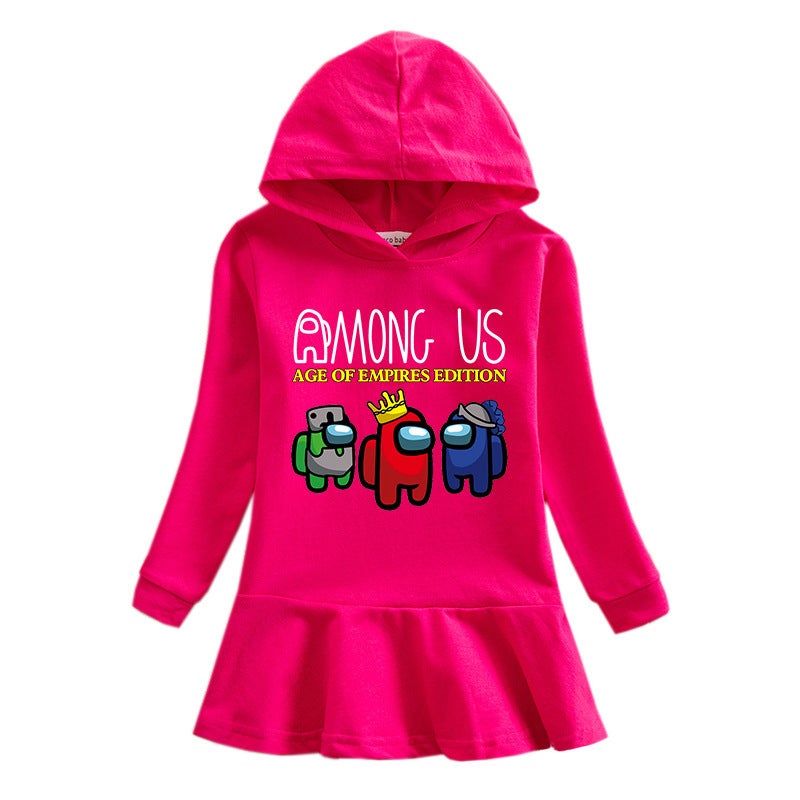 2023 New Children'S Hooded Sweatshirt Dress Cartoon Girl Baby Casual Western Style Dress - Image 4