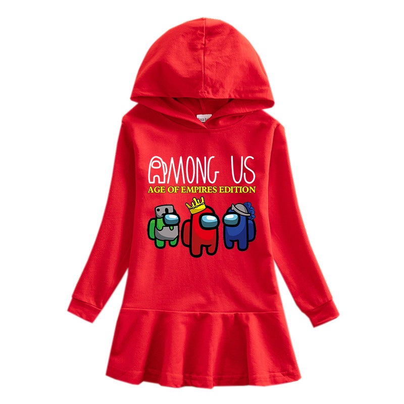 2023 New Children'S Hooded Sweatshirt Dress Cartoon Girl Baby Casual Western Style Dress - Image 3