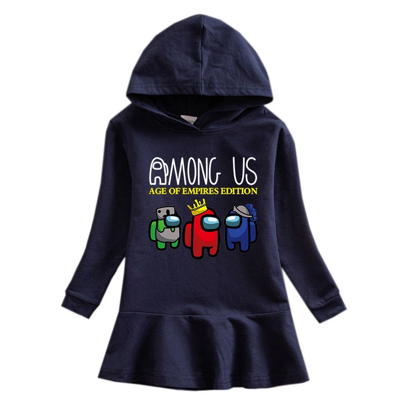2023 New Children'S Hooded Sweatshirt Dress Cartoon Girl Baby Casual Western Style Dress - Image 1