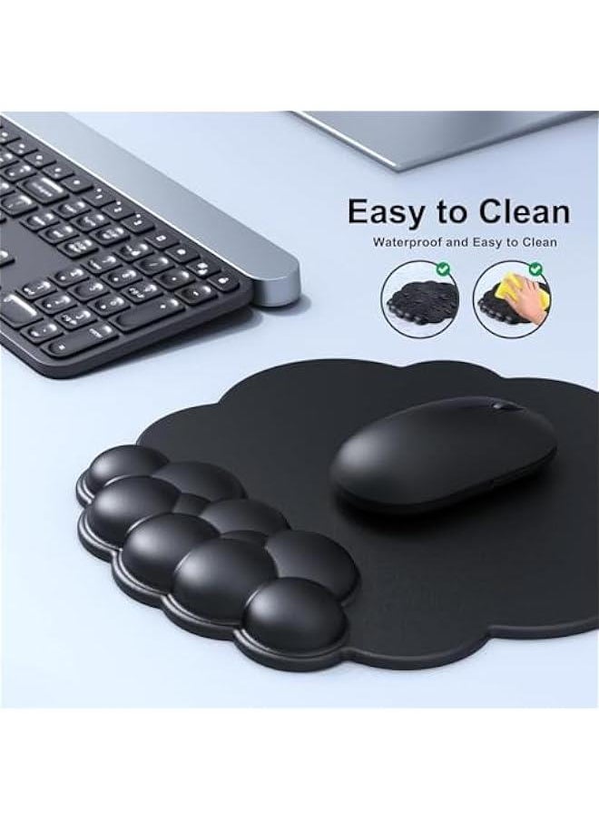 ميكسد Cloud Mouse Pad with Wrist Rest and Keyboard Wrist Rest, Cute PU Leather Memory Foam Wrist Rest for Computer Keyboard, Non-Slip PU Base, Pain Relief, Ergonomic Mousepad for Gaming,Office,Home (Black  - Image 4