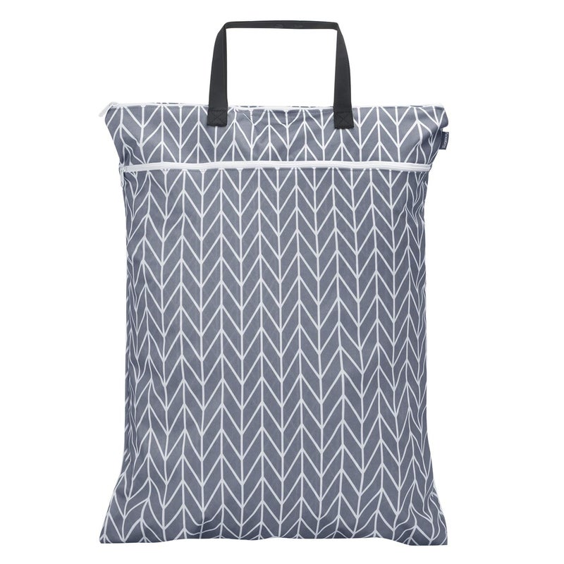 Teamoy Travel Hanging Wet Dry Bag Organizer (24.7 x 18 inches) with Two Compartments for Cloth Diaper, Laundry, Swimsuits and More, Easy to Hang Everywhere (L, Gray Arrow) - Image 1