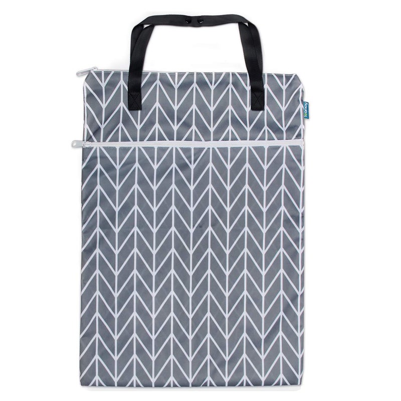Teamoy Travel Hanging Wet Dry Bag Organizer (24.7 x 18 inches) with Two Compartments for Cloth Diaper, Laundry, Swimsuits and More, Easy to Hang Everywhere (L, Gray Arrow) - Image 2