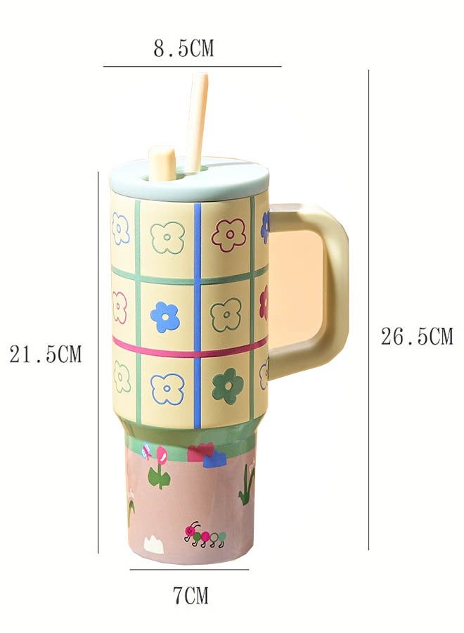 XiuWoo Tumbler with Handle and Straw 710ML Flowstate 3-Position Lid | Cup Holder Compatible for Travel | Insulated Stainless Steel Cup | BPA-Free | - Image 2