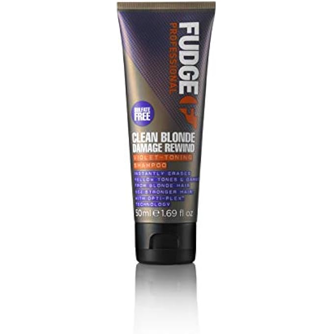 Fudge PROFESSIONAL PURPLE TONING SHAMPOO, CLEAN BLONDE DAMAGE REWIND SHAMPOO, FOR BLONDE HAIR, TRAVEL SIZE, 50 ML - Image 2