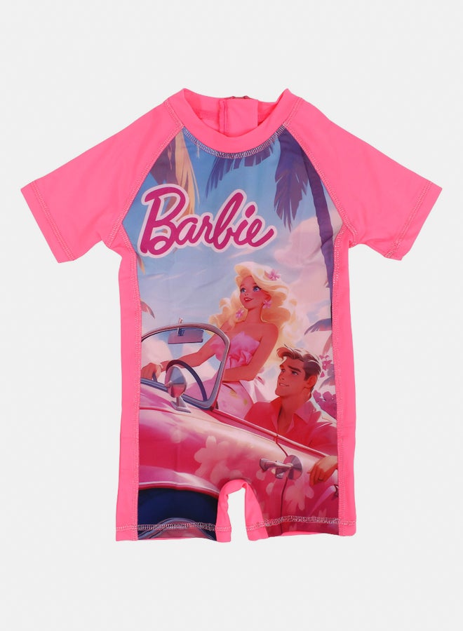 I.Wear I.Wear Girls Overall Swimsuit – Pink with Barbie Print - Image 1