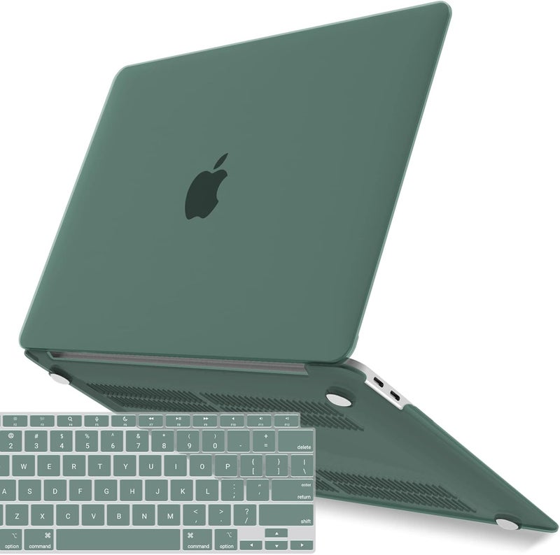 I Benzer Compatible with New MacBook Air 13 inch Case 2022 2021 2020 M1 A2337 A2179 A1932, Plastic Hard Shell Case with Keyboard Cover for Mac Retina Display with Touch ID, Midnight Green, MAT13-MTGN+1 - Image 1