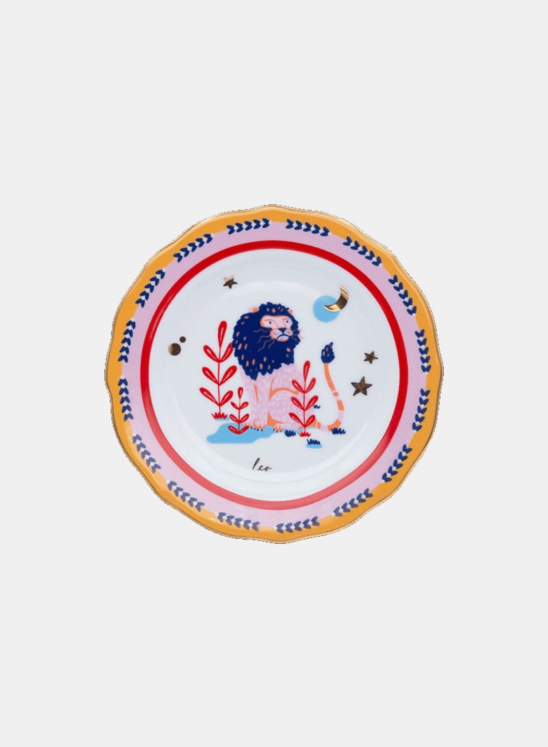 Baci milano Porcelain Decorative Plate 6.3 Inches (16 cm) – Design with Leo Accent – Round Jewellery Tray for Table or Wall – Home Decor & Gifts for Women - Image 1