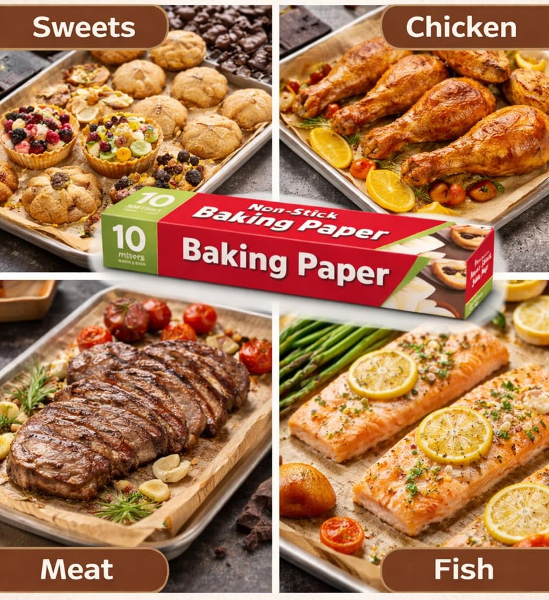 Parchment Paper for Baking and Cooking, 10m Long Roll, Suitable for Oven, Microwave, Refrigerator, Heat Resistant, Food Grade, Non-Stick, Easy to Clean, Width 30cm - Image 2