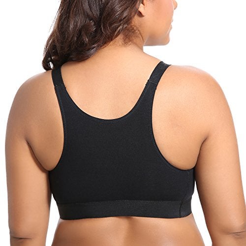 Gratlin Women's Plus Size Nursing Bra Sports Maternity Support Cotton Breastfeeding Bras Black 3X-Large - Image 2