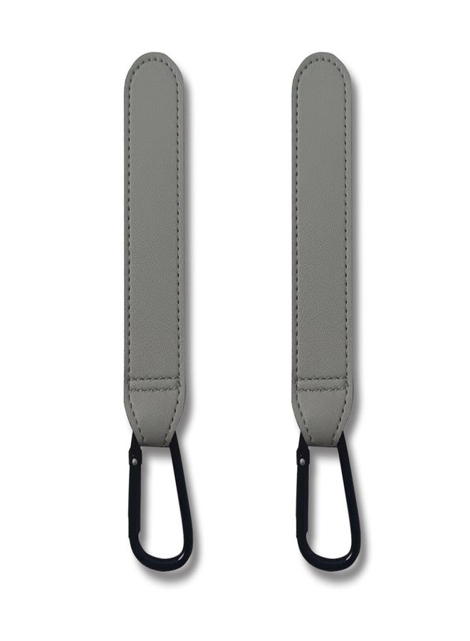 Berhapy Stroller Hooks, 2 Pack Stroller Clips with Self-Locking Buckle, Hook and Loop Strap for Baby Stroller, Shopping Cart (Grey) - Image 1