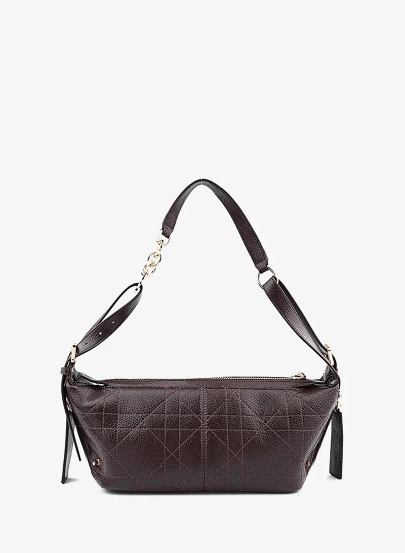 Cuple Coffee Cuple Textured Zip Shoulder Bag for Women | Best Price UAE