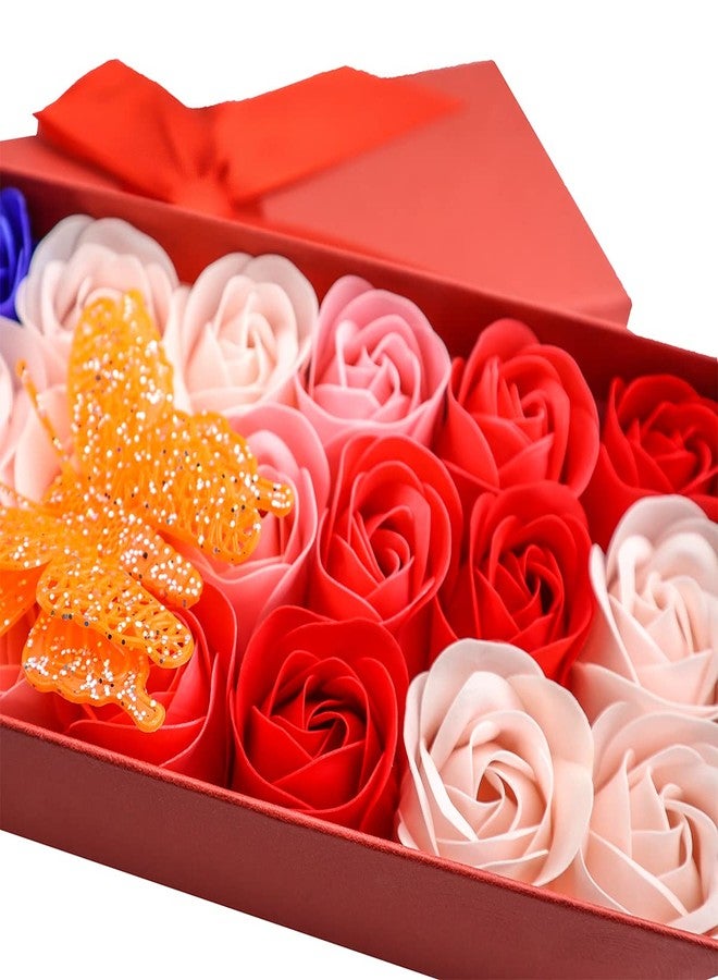 JIALEEY 33 PCS Floral Scented Bath Soap Rose Flower Petals, Plant Essential Oil Rose Soap Set Gifts Ideas for Her Women Girls Mom Valentine's Day, Red Gift Box - Image 5