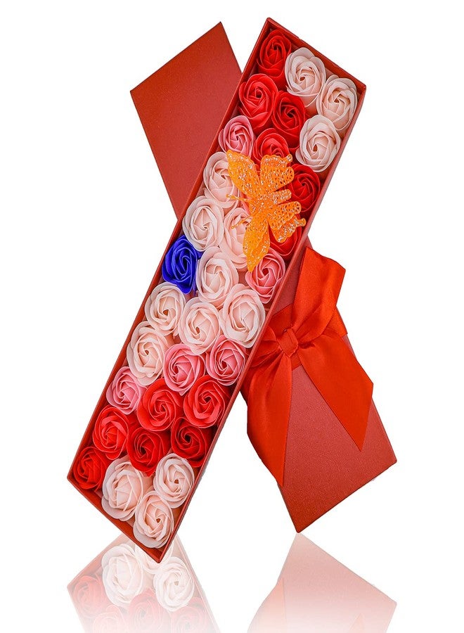 JIALEEY 33 PCS Floral Scented Bath Soap Rose Flower Petals, Plant Essential Oil Rose Soap Set Gifts Ideas for Her Women Girls Mom Valentine's Day, Red Gift Box - Image 2