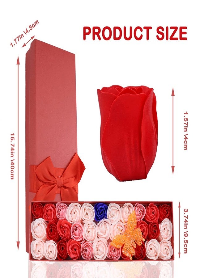 JIALEEY 33 PCS Floral Scented Bath Soap Rose Flower Petals, Plant Essential Oil Rose Soap Set Gifts Ideas for Her Women Girls Mom Valentine's Day, Red Gift Box - Image 3