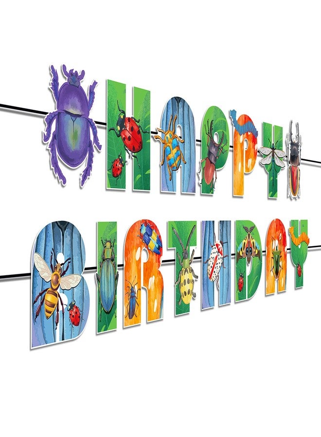 BHNACIER Insects Bugs Birthday Banner Bugs Happy Birthday Banner Insects Bug Party Banners Bug Theme Party Supplies Birthday Sign for Insect Themed Party Decorations - Image 1