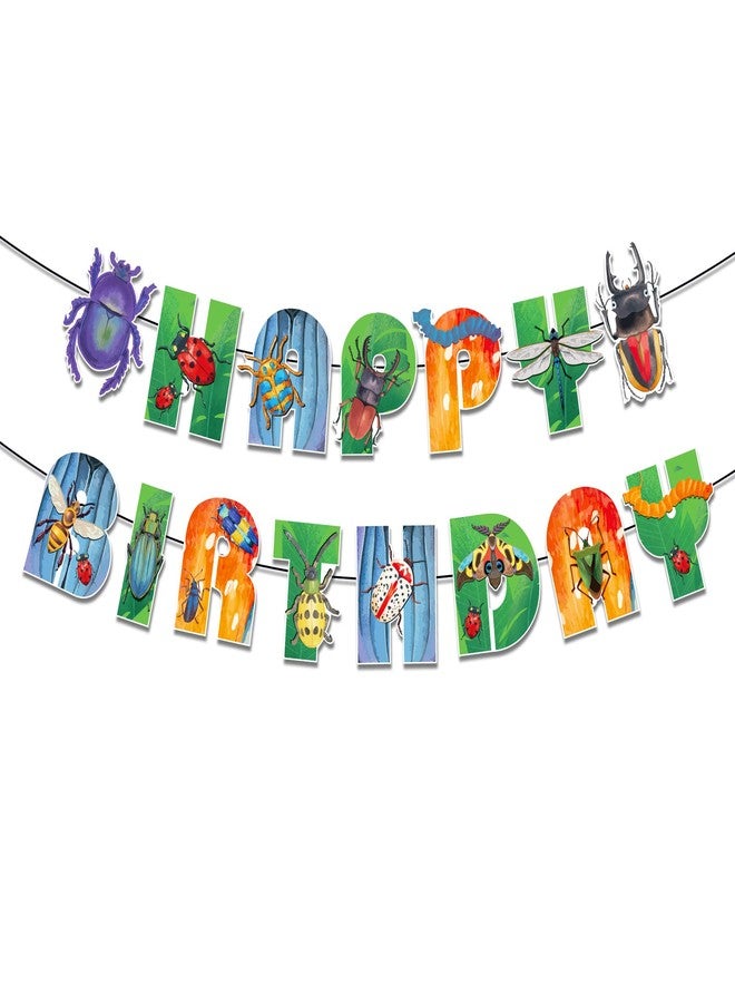 BHNACIER Insects Bugs Birthday Banner Bugs Happy Birthday Banner Insects Bug Party Banners Bug Theme Party Supplies Birthday Sign for Insect Themed Party Decorations - Image 3