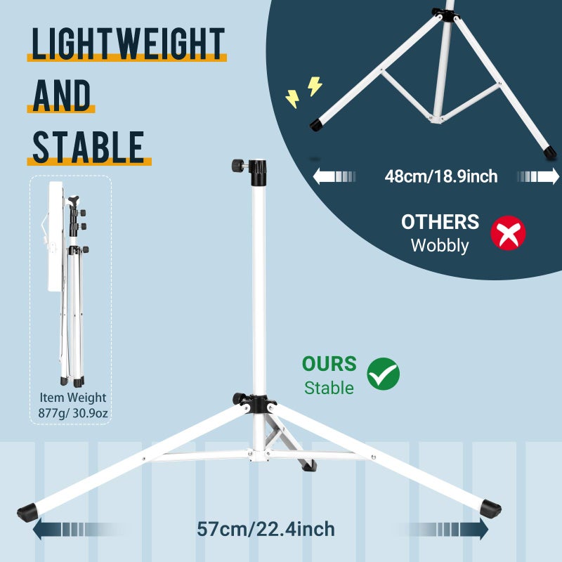 CAHAYA Sheet Music Stand Folding Portable & Tabletop Music Stand with Carrying Bag for Books Notes Laptop Tablet White CY0204 - Image 4
