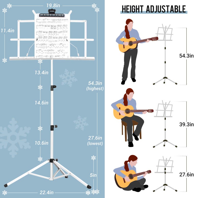 CAHAYA Sheet Music Stand Folding Portable & Tabletop Music Stand with Carrying Bag for Books Notes Laptop Tablet White CY0204 - Image 3