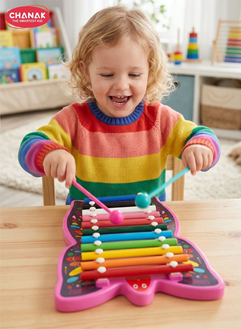 Chanak Musical Butterfly Xylophone Toy, Plastic Butterfly Xylophone for Kids, Musical Butterfly Xylophone for Kids, Non-Toxic Suitable for Kids Above 3 Years (Color As Per Availability) - Image 1