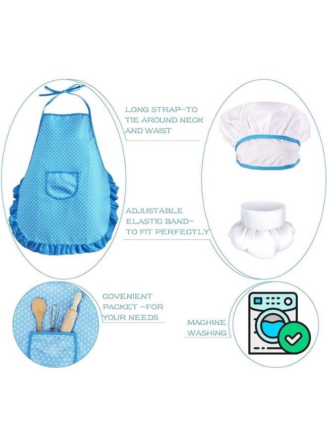 Kids Cooking Apron Set, 25 Pcs Gifts for 3-6 Year Old Chef Role Play Includes Apron, Chef Hat, Cooking Mitt, Utensils, Festival Toys (BLUE) - Image 2