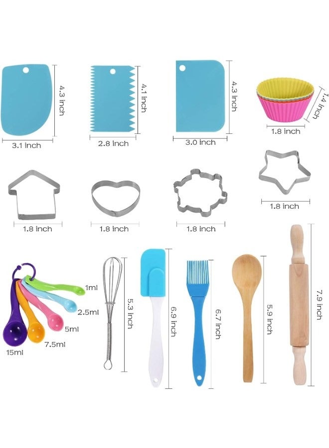 Kids Cooking Apron Set, 25 Pcs Gifts for 3-6 Year Old Chef Role Play Includes Apron, Chef Hat, Cooking Mitt, Utensils, Festival Toys (BLUE) - Image 4