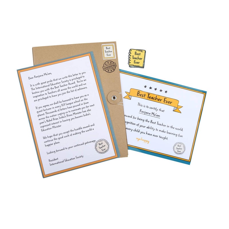 Oye Happy Super Teacher Award Unique Award for Teacher to Gift on Teachers Day - Image 1